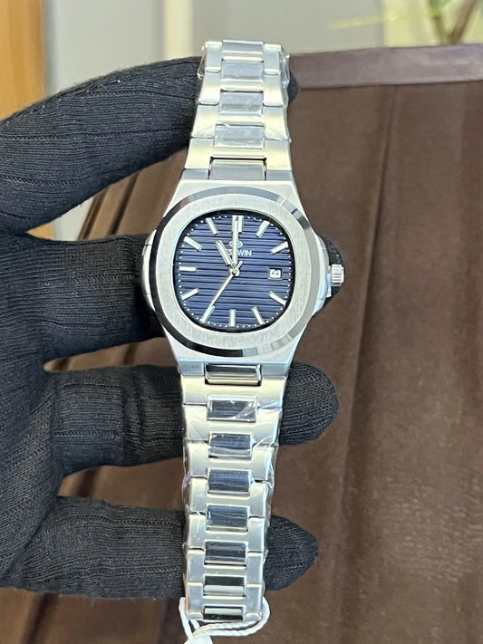 Premium Seastar Silver Chain Watch | With Classical Date Adjuster