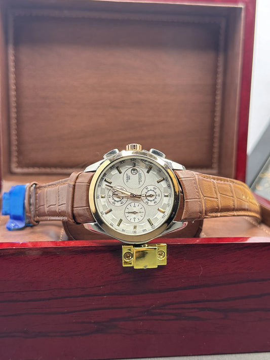 Luxury Chronograph Watch for Men | Business Edition - Brown Silver