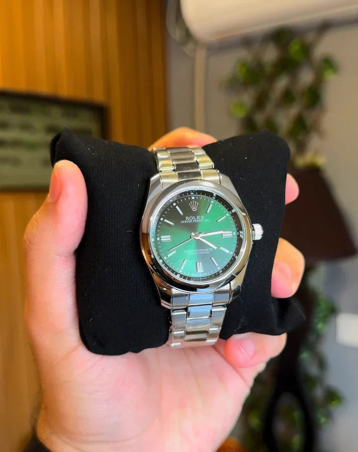 Rlx Oyster Perpetual | Premium Green and Silver with Date Adjuster