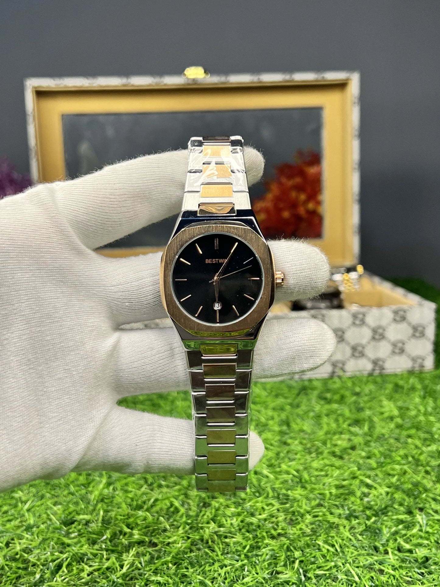 B.W Two Tone Chain Watch